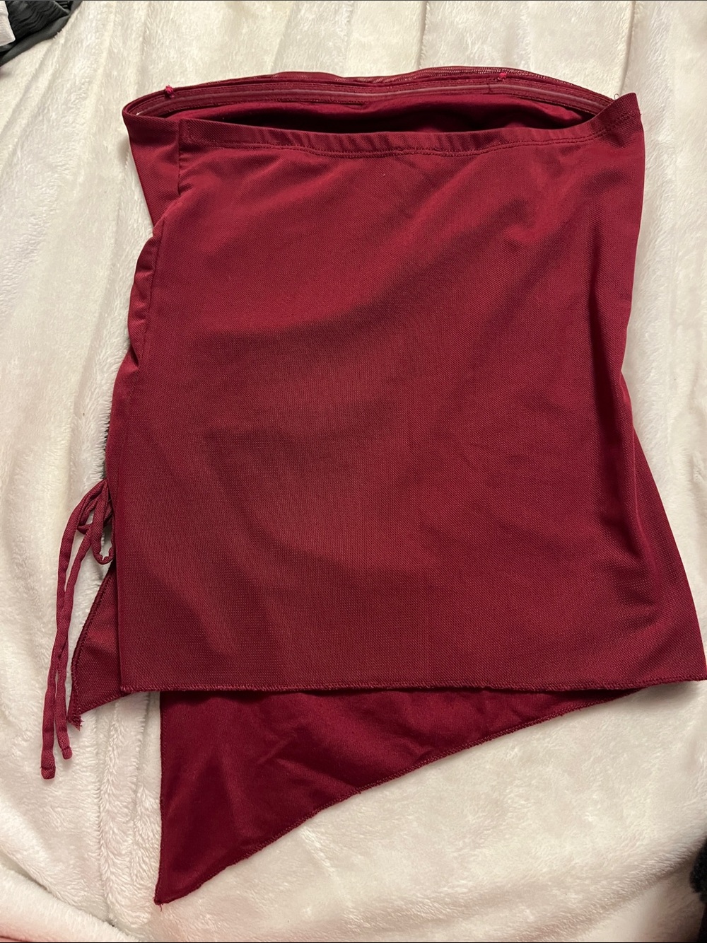 Garage Burgundy Asymmetrical Drawstring Tube Top - Picture 2 of 2